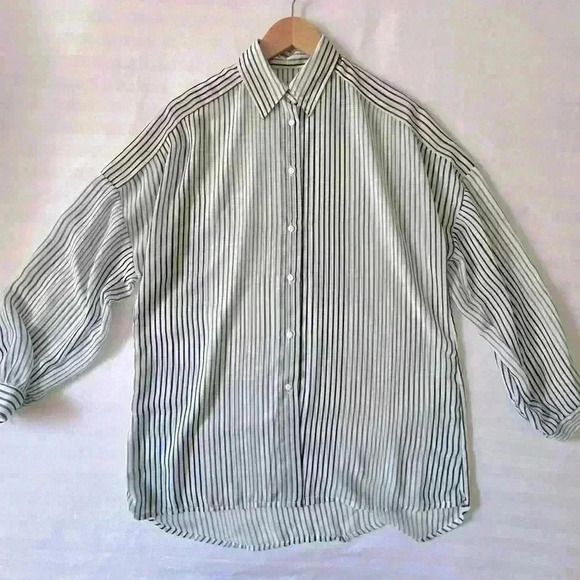 Striped Sun shirt button down Blouse - Picture 2 of 3